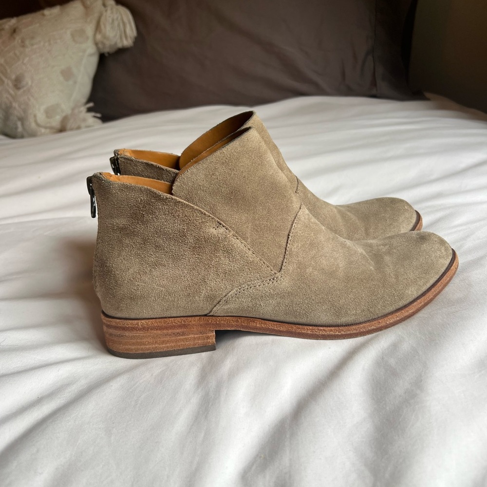Kork-Ease Taupe Suede Ankle Boots